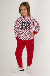 U.S. Polo Kids Girls Pajamas Two Pieces Set Three Thread Raised